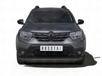 8 699 р. Защита переднего бампера (Ø63 мм, окрашенная) Russtal Renault Duster HM (2020-2024) (цвет черный муар)  с доставкой в г. Санкт‑Петербург. Увеличить фотографию 1