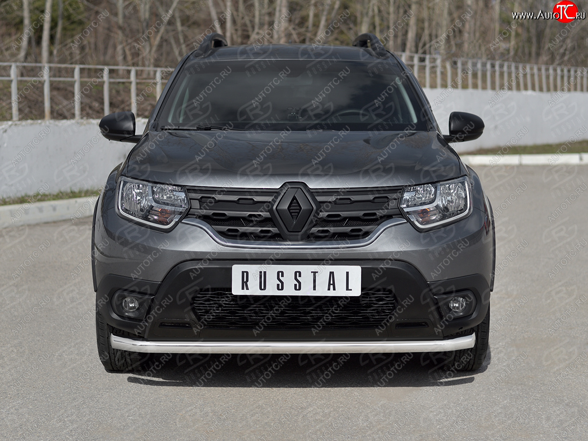 14 249 р. Защита переднего бампера (Ø63 мм, нержавейка) SLITKOFF  Renault Duster  HM (2020-2024)  с доставкой в г. Санкт‑Петербург