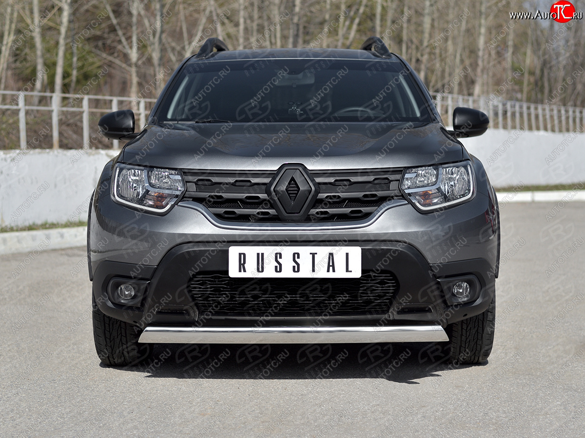 14 599 р. Защита переднего бампера (Ø75х42 мм, нержавейка) Russtal Renault Duster HM (2020-2024)  с доставкой в г. Санкт‑Петербург