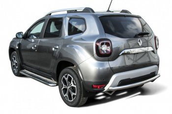 9 299 р. Защита заднего бампера Slitkoff (Ø57 мм)  Renault Duster  HM (2020-2024) (Полированная нержавейка)  с доставкой в г. Санкт‑Петербург. Увеличить фотографию 1