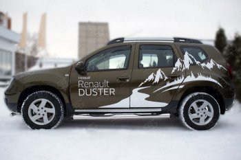 9 549 р. Пороги труба d76 с накладкой Russtal (чёрные V2)  Renault Duster  HS (2015-2021) рестайлинг  с доставкой в г. Санкт‑Петербург. Увеличить фотографию 3