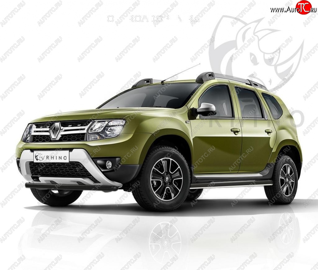 8 249 р. Пороги труба d63 ч. сталь Russtal (v2)  Renault Duster  HS (2015-2021) рестайлинг  с доставкой в г. Санкт‑Петербург