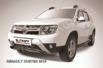 6 999 р. Защита переднего бампер Slitkoff  Renault Duster  HS (2015-2021) (Цвет: серебристый)  с доставкой в г. Санкт‑Петербург. Увеличить фотографию 1