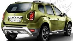 Защита заднего бампера (Ø63 мм волна под машину, нержавейка) Russtal Renault Duster HS рестайлинг (2015-2021)