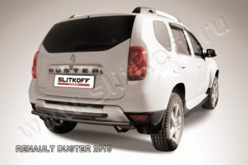 5 499 р. Защита задняя Slitkoff  Renault Duster  HS (2015-2021) рестайлинг (Цвет: серебристый)  с доставкой в г. Санкт‑Петербург. Увеличить фотографию 1