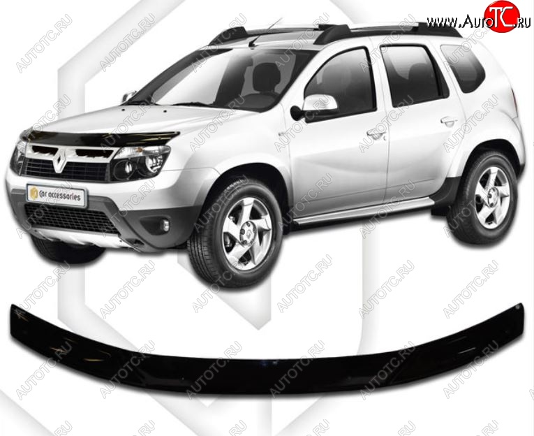 2 699 р. Дефлектор капота CA-Plastic  Renault Duster  HS (2010-2015) (Classic черный, Без надписи)  с доставкой в г. Санкт‑Петербург