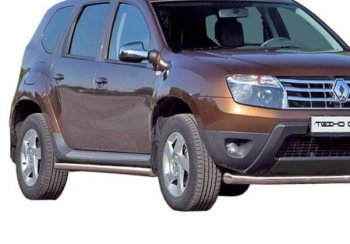 Защита порогов ТехноСфера (Техно Сфера) (Сталь с покрытием, 63.5 mm) Renault Duster HS дорестайлинг (2010-2015)