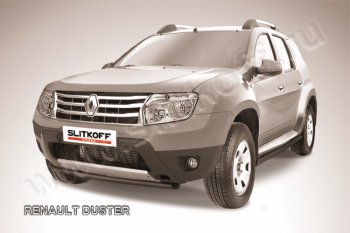 5 899 р. Защита переднего бампер Slitkoff Renault Duster HS дорестайлинг (2010-2015) (Цвет: серебристый)  с доставкой в г. Санкт‑Петербург. Увеличить фотографию 1