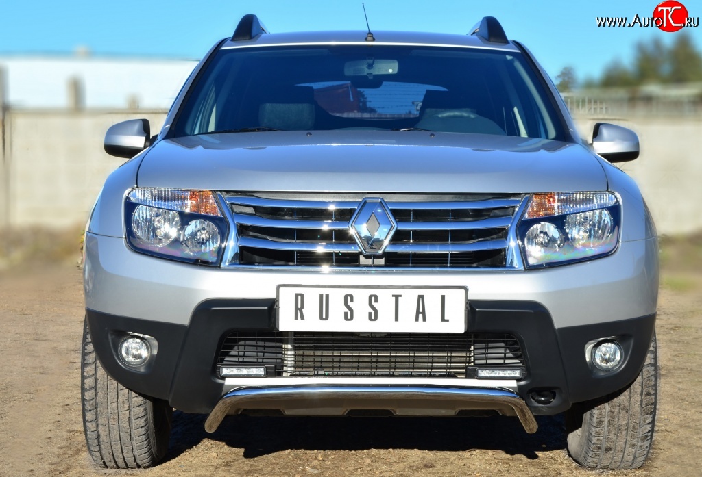 14 899 р. Защита переднего бампера (Ø42 мм, нержавейка, 4х4) SLITKOFF Renault Duster HS дорестайлинг (2010-2015)  с доставкой в г. Санкт‑Петербург