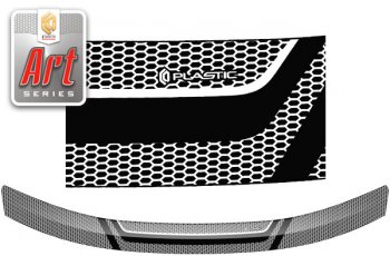 1 989 р. Дефлектор капота CA-Plastiс  Renault Duster  HS (2010-2015) (Серия Art черная)  с доставкой в г. Санкт‑Петербург. Увеличить фотографию 1