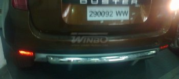 10 349 р. Защита заднего бампера WINBO (Ø63 мм, нержавейка)  Renault Duster  HS (2010-2015) дорестайлинг (Комплектация 4х2)  с доставкой в г. Санкт‑Петербург. Увеличить фотографию 1