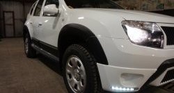 3 299 р. Накладки на боковые части переднего бампера с LED ДХО Drive Renault Duster HS дорестайлинг (2010-2015) (Неокрашенная)  с доставкой в г. Санкт‑Петербург. Увеличить фотографию 2