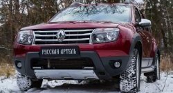 6 449 р. Накладка на передний бампер RA (усиленная) Renault Duster HS дорестайлинг (2010-2015) (Поверхность шагрень (серый металлик))  с доставкой в г. Санкт‑Петербург. Увеличить фотографию 3