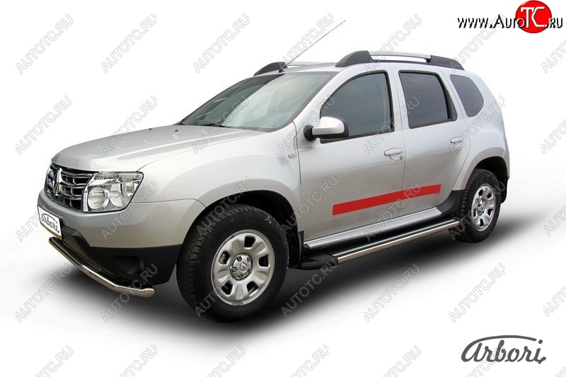 12 509 р. Порожки для ног Arbori Luxe Black Renault Duster HS дорестайлинг (2010-2015)  с доставкой в г. Санкт‑Петербург