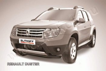 6 499 р. Защита переднего бампер Slitkoff Renault Duster HS дорестайлинг (2010-2015) (Цвет: серебристый)  с доставкой в г. Санкт‑Петербург. Увеличить фотографию 1