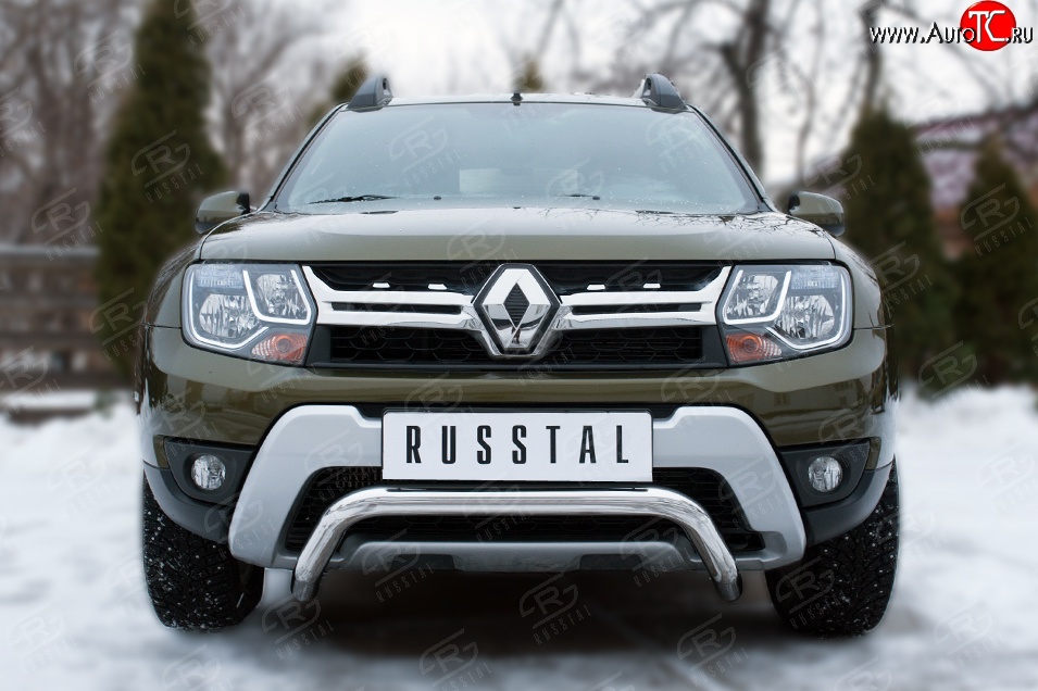 13 349 р. Защита переднего бампера (Ø63 мм волна, нержавейка) SLITKOFF Renault Duster HS рестайлинг (2015-2021)  с доставкой в г. Санкт‑Петербург