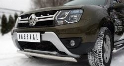 15 299 р. Защита переднего бампера (Ø75х42 мм, нержавейка) SLITKOFF Renault Duster HS рестайлинг (2015-2021)  с доставкой в г. Санкт‑Петербург. Увеличить фотографию 2