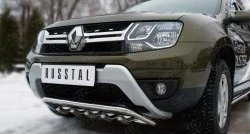 20 699 р. Защита переднего бампера (Ø42 мм с зубами, нержавейка) SLITKOFF Renault Duster HS дорестайлинг (2010-2015)  с доставкой в г. Санкт‑Петербург. Увеличить фотографию 2