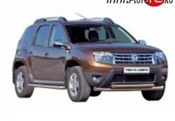 5 499 р. Защита порогов из круглой трубы диаметром 63.5 мм Металл Дизайн  Renault Duster  HS (2010-2021) (Сталь с покрытием)  с доставкой в г. Санкт‑Петербург. Увеличить фотографию 1