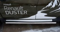 16 299 р. Защита порогов из круглой трубы диаметром 63 мм (рестайлинг) Russtal Renault Duster HS дорестайлинг (2010-2015) (Защита порогов с со скосами на торцах (вариант 1))  с доставкой в г. Санкт‑Петербург. Увеличить фотографию 3