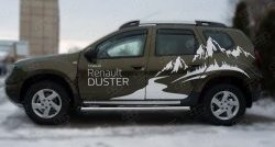 16 299 р. Защита порогов из круглой трубы диаметром 63 мм (рестайлинг) Russtal Renault Duster HS дорестайлинг (2010-2015) (Защита порогов с со скосами на торцах (вариант 1))  с доставкой в г. Санкт‑Петербург. Увеличить фотографию 4