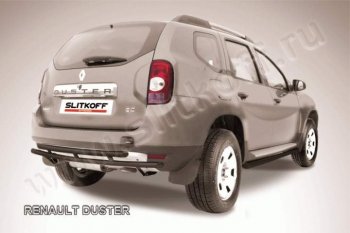 5 499 р. Защита задняя Slitkoff Renault Duster HS дорестайлинг (2010-2015) (Цвет: серебристый)  с доставкой в г. Санкт‑Петербург. Увеличить фотографию 1