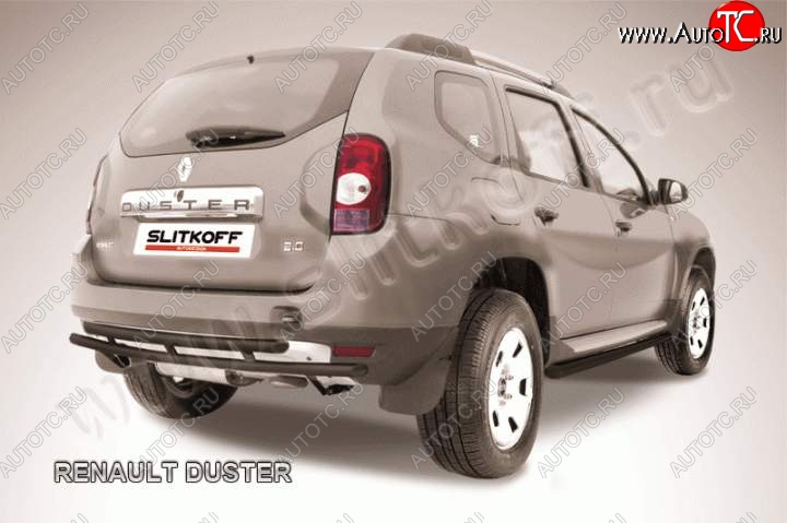 5 499 р. Защита задняя Slitkoff Renault Duster HS дорестайлинг (2010-2015) (Цвет: серебристый)  с доставкой в г. Санкт‑Петербург