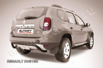 6 999 р. Защита задняя Slitkoff  Renault Duster  HS (2010-2015) дорестайлинг (Цвет: серебристый)  с доставкой в г. Санкт‑Петербург. Увеличить фотографию 1