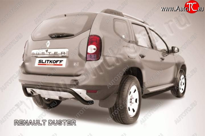 6 999 р. Защита задняя Slitkoff  Renault Duster  HS (2010-2015) дорестайлинг (Цвет: серебристый)  с доставкой в г. Санкт‑Петербург