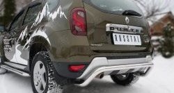 12 799 р. Защита заднего бампера (Ø63 мм волна, нержавейка) SLITKOFF Renault Duster HS рестайлинг (2015-2021)  с доставкой в г. Санкт‑Петербург. Увеличить фотографию 2