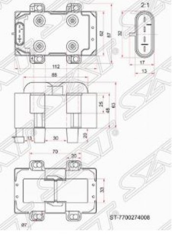 1 699 р. Катушка зажигания (K7J / M) SAT (модуль)  Renault Kangoo  KC - Sandero Stepway  (BS)  с доставкой в г. Санкт‑Петербург. Увеличить фотографию 2