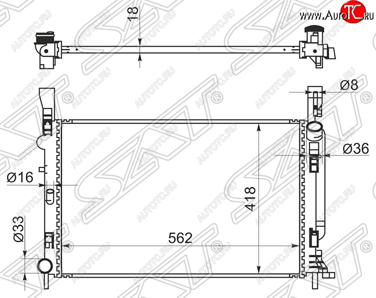 7 549 р. Радиатор двигателя SAT  Renault Kangoo  KW0 (2008-2013) дорестайлинг  с доставкой в г. Санкт‑Петербург