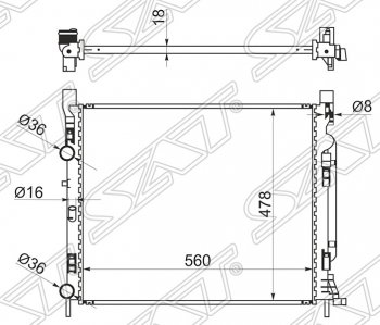 6 549 р. Радиатор двигателя SAT  Renault Kangoo  KW0 (2008-2013) дорестайлинг  с доставкой в г. Санкт‑Петербург. Увеличить фотографию 1