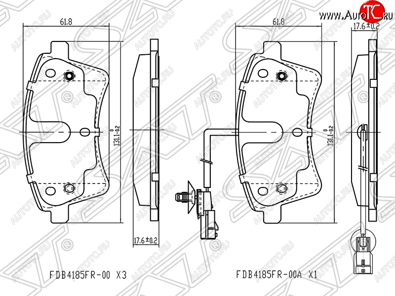 1 299 р. Колодки тормозные SAT (передние)  Renault Kangoo  KW0 (2008-2013) дорестайлинг  с доставкой в г. Санкт‑Петербург