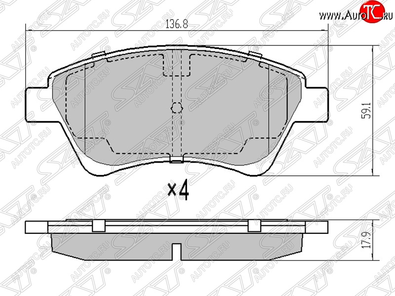 1 099 р. Колодки тормозные SAT (передние)  Renault Megane ( седан,  универсал,  хэтчбэк 5 дв.) - Scenic  2  с доставкой в г. Санкт‑Петербург