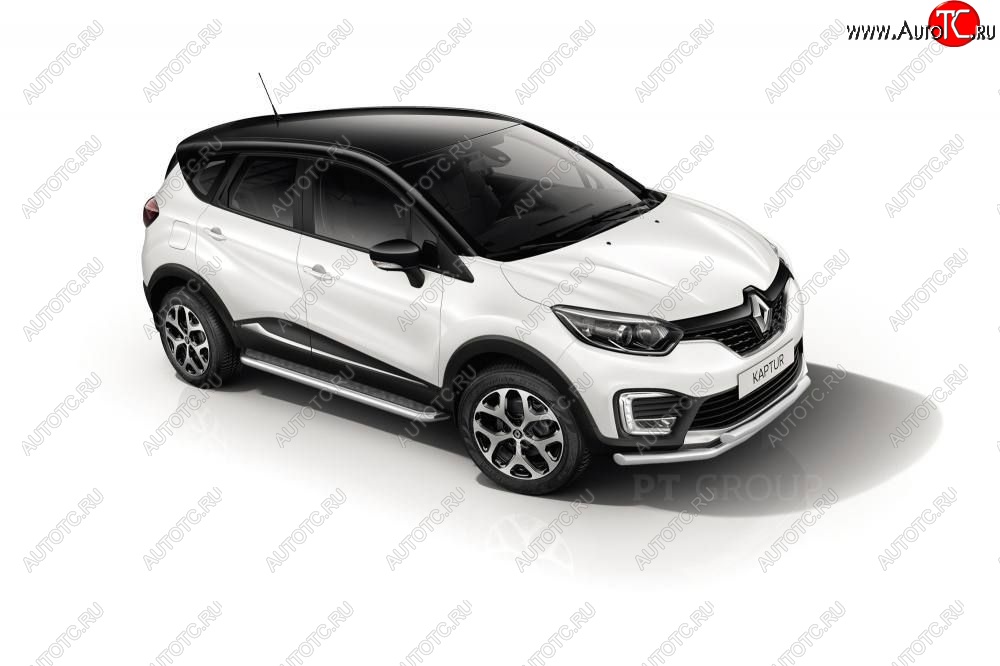 25 999 р. Порожки для ног из трубы Ø51 с алюминиевой площадкой Petroil Tuning  Renault Kaptur (2016-2024) дорестайлинг, рестайлинг (Нержавеющая полированная сталь)  с доставкой в г. Санкт‑Петербург