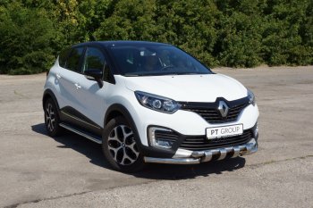 25 999 р. Порожки для ног из трубы Ø51 с алюминиевой площадкой Petroil Tuning  Renault Kaptur (2016-2024) дорестайлинг, рестайлинг (Нержавеющая полированная сталь)  с доставкой в г. Санкт‑Петербург. Увеличить фотографию 2