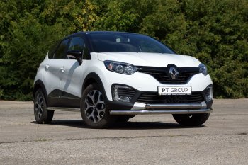 22 349 р. Защита переднего бампера двойная из труб d63/63 мм Petroil Tuning  Renault Kaptur (2016-2020) (Нержавеющая полированная сталь)  с доставкой в г. Санкт‑Петербург. Увеличить фотографию 2