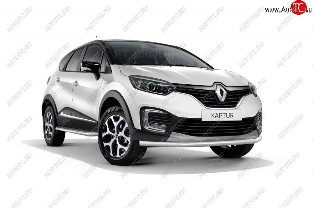 16 849 р. Защита переднего бампера одинарная из трубы d63 мм Petroil Tuning Renault Kaptur дорестайлинг (2016-2020) (Нержавеющая полированная сталь)  с доставкой в г. Санкт‑Петербург