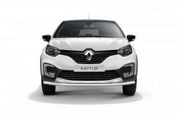 16 849 р. Защита переднего бампера одинарная из трубы d63 мм Petroil Tuning Renault Kaptur дорестайлинг (2016-2020) (Нержавеющая полированная сталь)  с доставкой в г. Санкт‑Петербург. Увеличить фотографию 2