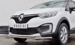 18 699 р. Защита переднего бампера (2 трубыØ42 мм, нержавейка) SLITKOFF  Renault Kaptur (2016-2020) дорестайлинг  с доставкой в г. Санкт‑Петербург. Увеличить фотографию 4