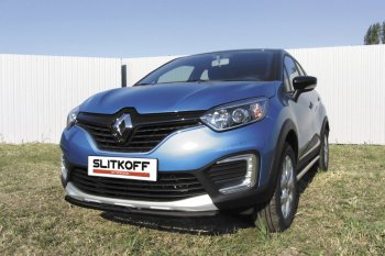 6 249 р. Защита переднего бампера из трубы d42 Slitkoff  Renault Kaptur (2016-2020) дорестайлинг (Цвет: серебристый)  с доставкой в г. Санкт‑Петербург. Увеличить фотографию 1