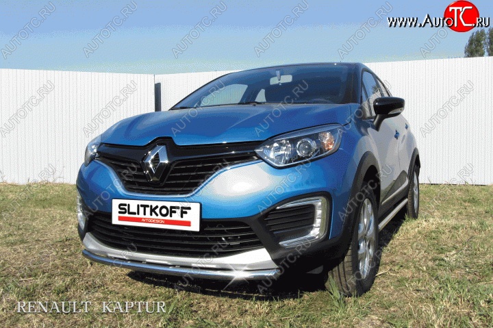 8 449 р. Одинарная защита переднего бампера диаметром 42 мм Slitkoff  Renault Kaptur (2016-2020) (Для автомобиля 2WD)  с доставкой в г. Санкт‑Петербург