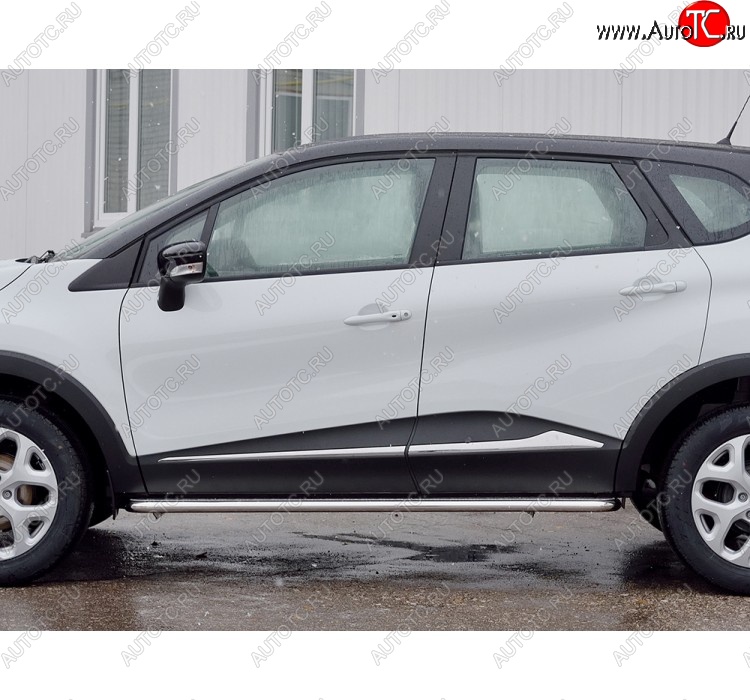 25 849 р. Широкая защита порогов из трубы диаметром 42 мм SLITKOFF v2 Renault Kaptur дорестайлинг (2016-2020)  с доставкой в г. Санкт‑Петербург