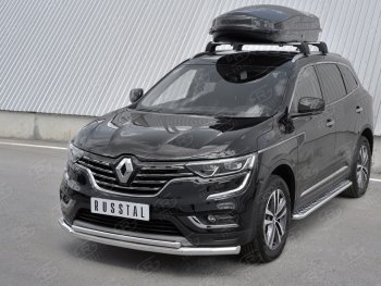 10 649 р. Защита переднего бампера (2 трубы Ø63 и 42 мм, нержавейка) Russtal Renault Koleos 2 (2016-2024)  с доставкой в г. Санкт‑Петербург. Увеличить фотографию 2