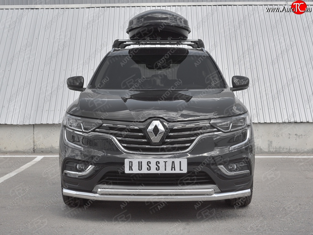 10 649 р. Защита переднего бампера (2 трубы Ø63 и 42 мм, нержавейка) Russtal Renault Koleos 2 (2016-2024)  с доставкой в г. Санкт‑Петербург