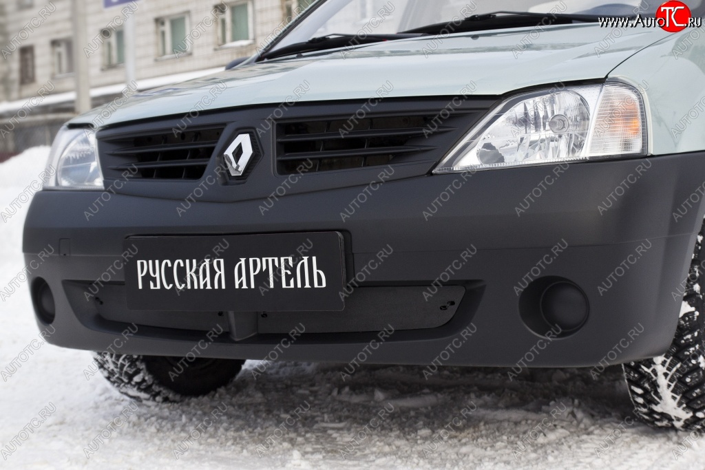 649 р. Зимняя заглушка решетки переднего бампера РА  Renault Logan  1 (2004-2010)  с доставкой в г. Санкт‑Петербург