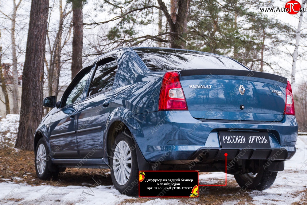 2 199 р. Диффузор на задний бампер RA  Renault Logan  1 (2010-2016) рестайлинг (Поверхность глянец (под окраску))  с доставкой в г. Санкт‑Петербург