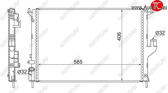 3 299 р. Радиатор SAT (1.4/1.6 с кондиционером, 2.0 без АС) Renault Duster HS дорестайлинг (2010-2015)  с доставкой в г. Санкт‑Петербург