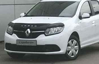 2 599 р. Дефлектор капота CA-Plastic  Renault Logan  2 (2014-2018) (Classic черный, Без надписи)  с доставкой в г. Санкт‑Петербург. Увеличить фотографию 2